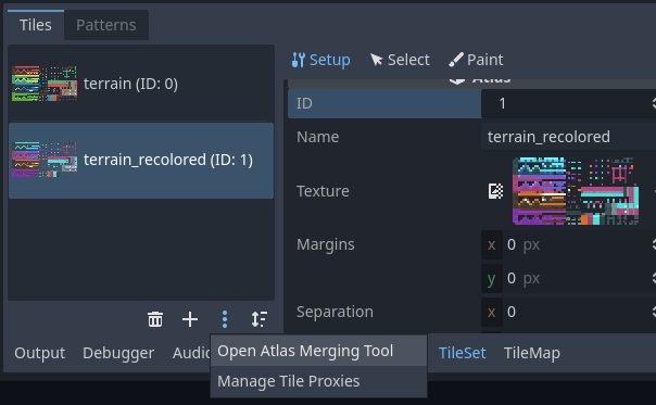 Opening the atlas merging tool after creating multiple atlases